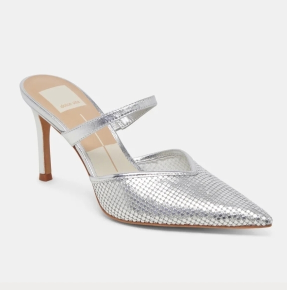 Dolce Vita Shoes - 🩶▪️Dolce Vita ▪️kanika Mesh Silver Metallic Pointed Mules Heels
